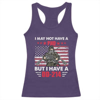 American Veteran Racerback Tank Top I May Not Have A PhD But Have A DD-214 US Bald Eagle