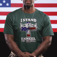 I Stand For The Flag I Kneel For The Cross God Christian T Shirt - Wonder Print Shop