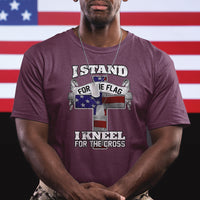 I Stand For The Flag I Kneel For The Cross God Christian T Shirt - Wonder Print Shop