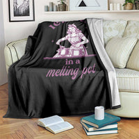Ice Melts In A Melting Pot Throw Blanket Funny Cooking Woman Retro Feminist Political Statement