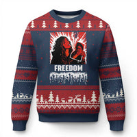 Freedom Iran Women Revolution 2026 Ugly Christmas Sweater Lighting Cigarette with Burning Portrait Graphic