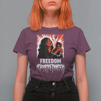 Freedom Iran Women Revolution 2026 T Shirt For Women Lighting Cigarette with Burning Portrait Graphic