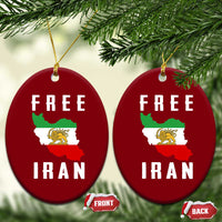 Free Iran Revolution 2026 Ceramic Ornament Sun and Lion Flag Iranian Freedom Justice