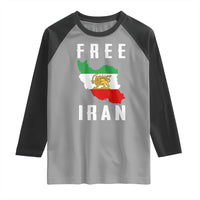 Free Iran Revolution 2026 Raglan Shirt Sun and Lion Flag Iranian Freedom Justice