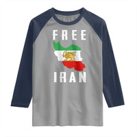 Free Iran Revolution 2026 Raglan Shirt Sun and Lion Flag Iranian Freedom Justice