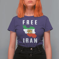 Free Iran Revolution 2026 T Shirt For Women Sun and Lion Flag Iranian Freedom Justice