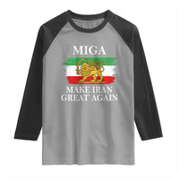 Make Iran Great Again Patriotic MIGA Raglan Shirt Lion and Sun Flag Iranian Revolution