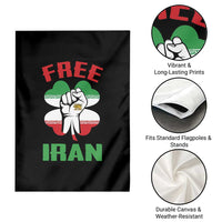 Free Iran Raised Fist and Persian Flag Clover Garden Flag Lion and Sun Freedom Fighter Iranian Revolution