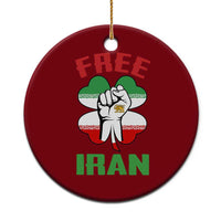 Free Iran Raised Fist and Persian Flag Clover Ceramic Ornament Lion and Sun Freedom Fighter Iranian Revolution