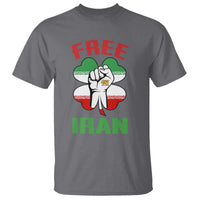 Free Iran Raised Fist and Persian Flag Clover T Shirt Lion and Sun Freedom Fighter Iranian Revolution