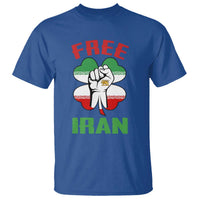 Free Iran Raised Fist and Persian Flag Clover T Shirt Lion and Sun Freedom Fighter Iranian Revolution