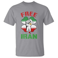 Free Iran Raised Fist and Persian Flag Clover T Shirt Lion and Sun Freedom Fighter Iranian Revolution