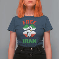 Free Iran Raised Fist and Persian Flag Clover T Shirt For Women Lion and Sun Freedom Fighter Iranian Revolution