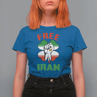 Free Iran Raised Fist and Persian Flag Clover T Shirt For Women Lion and Sun Freedom Fighter Iranian Revolution