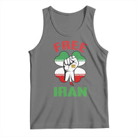 Free Iran Raised Fist and Persian Flag Clover Tank Top Lion and Sun Freedom Fighter Iranian Revolution
