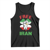 Free Iran Raised Fist and Persian Flag Clover Tank Top Lion and Sun Freedom Fighter Iranian Revolution