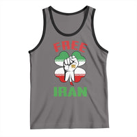 Free Iran Raised Fist and Persian Flag Clover Tank Top Lion and Sun Freedom Fighter Iranian Revolution