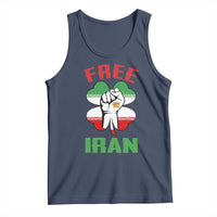 Free Iran Raised Fist and Persian Flag Clover Tank Top Lion and Sun Freedom Fighter Iranian Revolution