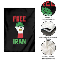 Free Iran Raised Fist Garden Flag Persian Flag Lion and Sun Emblem Iranian Revolution