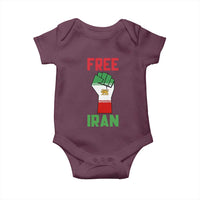 Free Iran Raised Fist Baby Onesie Persian Flag Lion and Sun Emblem Iranian Revolution