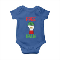 Free Iran Raised Fist Baby Onesie Persian Flag Lion and Sun Emblem Iranian Revolution
