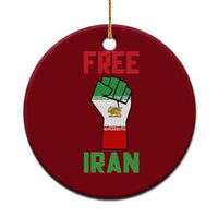 Free Iran Raised Fist Ceramic Ornament Persian Flag Lion and Sun Emblem Iranian Revolution
