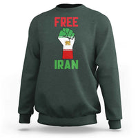 Free Iran Raised Fist Sweatshirt Persian Flag Lion and Sun Emblem Iranian Revolution