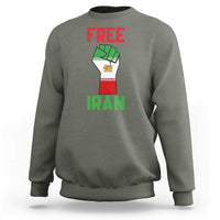 Free Iran Raised Fist Sweatshirt Persian Flag Lion and Sun Emblem Iranian Revolution