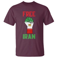 Free Iran Raised Fist T Shirt Persian Flag Lion and Sun Emblem Iranian Revolution