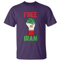 Free Iran Raised Fist T Shirt Persian Flag Lion and Sun Emblem Iranian Revolution
