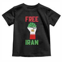 Free Iran Raised Fist Toddler T Shirt Persian Flag Lion and Sun Emblem Iranian Revolution