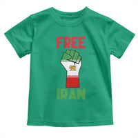 Free Iran Raised Fist Toddler T Shirt Persian Flag Lion and Sun Emblem Iranian Revolution