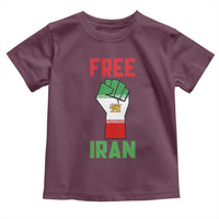 Free Iran Raised Fist Toddler T Shirt Persian Flag Lion and Sun Emblem Iranian Revolution