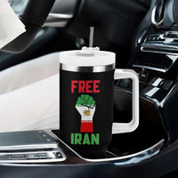 Free Iran Raised Fist Tumbler With Handle Persian Flag Lion and Sun Emblem Iranian Revolution