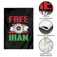 Free Iran Sunflower Garden Flag Persian Flag Lion and Su Iranian Revolution Freedom Supporters