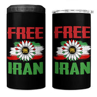 Free Iran Sunflower 4 in 1 Can Cooler Tumbler Persian Flag Lion and Su Iranian Revolution Freedom Supporters