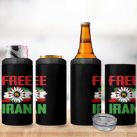 Free Iran Sunflower 4 in 1 Can Cooler Tumbler Persian Flag Lion and Su Iranian Revolution Freedom Supporters