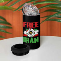 Free Iran Sunflower 4 in 1 Can Cooler Tumbler Persian Flag Lion and Su Iranian Revolution Freedom Supporters