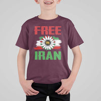 Free Iran Sunflower T Shirt For Kid Persian Flag Lion and Su Iranian Revolution Freedom Supporters