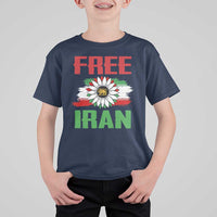 Free Iran Sunflower T Shirt For Kid Persian Flag Lion and Su Iranian Revolution Freedom Supporters