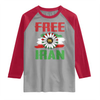 Free Iran Sunflower Raglan Shirt Persian Flag Lion and Su Iranian Revolution Freedom Supporters