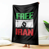 Free Iran Freedom Protest Throw Blanket Iranian Flag Raised Fist and Crowd Revolution