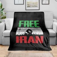 Free Iran Freedom Protest Throw Blanket Iranian Flag Raised Fist and Crowd Revolution