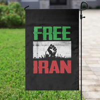 Free Iran Freedom Protest Garden Flag Iranian Flag Raised Fist and Crowd Revolution