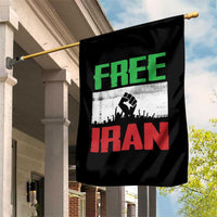 Free Iran Freedom Protest Garden Flag Iranian Flag Raised Fist and Crowd Revolution