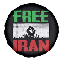 Free Iran Freedom Protest Spare Tire Cover Iranian Flag Raised Fist and Crowd Revolution