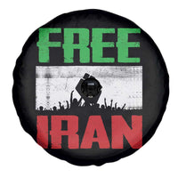 Free Iran Freedom Protest Spare Tire Cover Iranian Flag Raised Fist and Crowd Revolution
