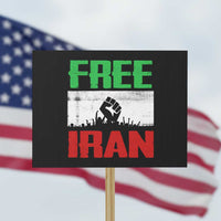 Free Iran Freedom Protest Protest Sign Iranian Flag Raised Fist and Crowd Revolution