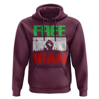 Free Iran Freedom Protest Hoodie Iranian Flag Raised Fist and Crowd Revolution