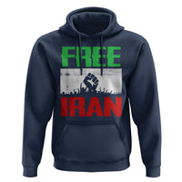 Free Iran Freedom Protest Hoodie Iranian Flag Raised Fist and Crowd Revolution